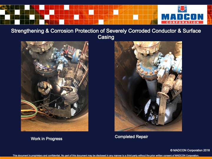 Strengthening & Corrosion Protection of Severely Corroded Conductor & Surface Casing before & after